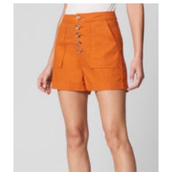 Black NYC Women’s High-Waisted Button Front Shorts Orange Size 24 NWT - Picture 1 of 11